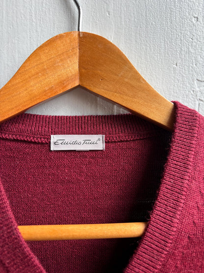 Burgundy Wool Vintage Sweater Vest — additional view 7