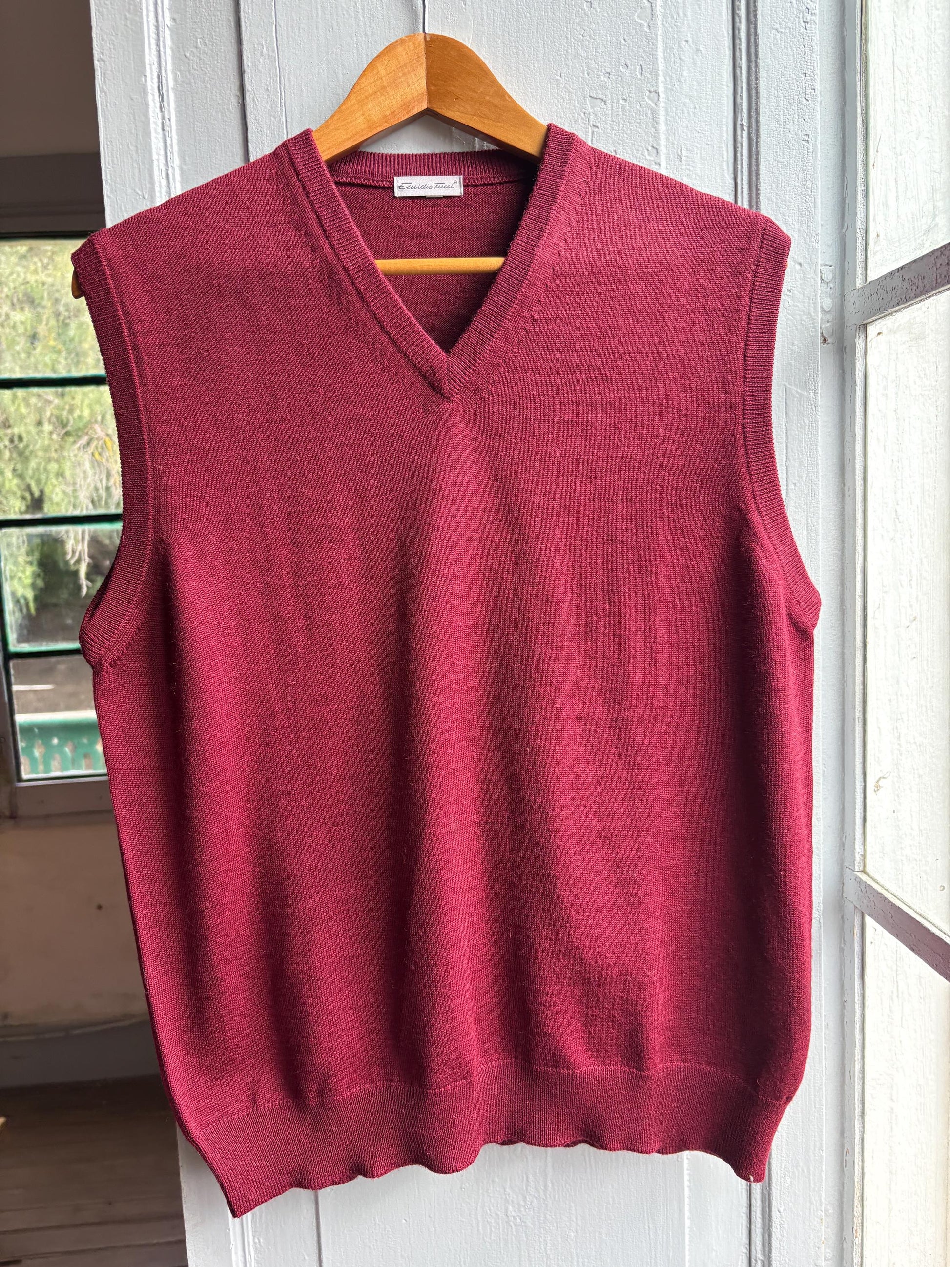Burgundy Wool Vintage Sweater Vest — additional view 10