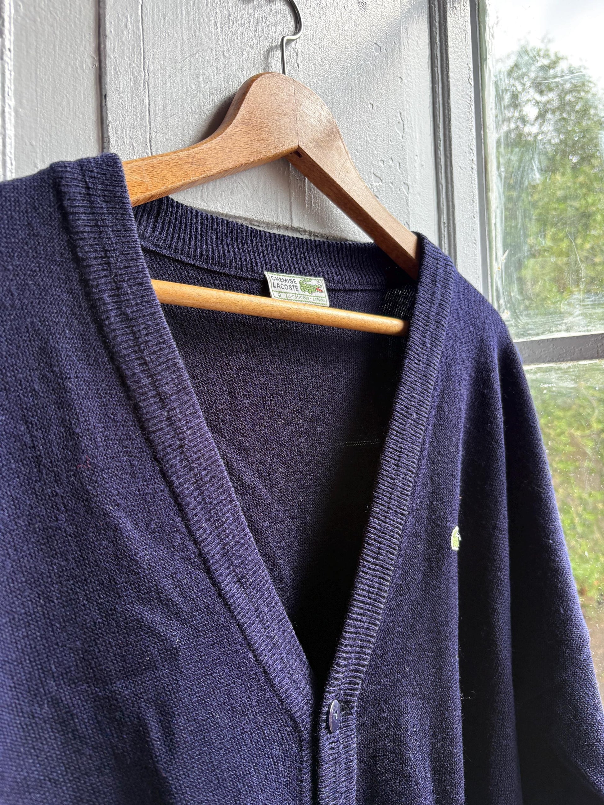Navy Blue Vintage Lacoste Cardigan — detail