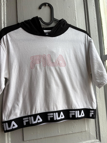 Fila Y2K Cropped Hoodie T-Shirt — fabric close-up