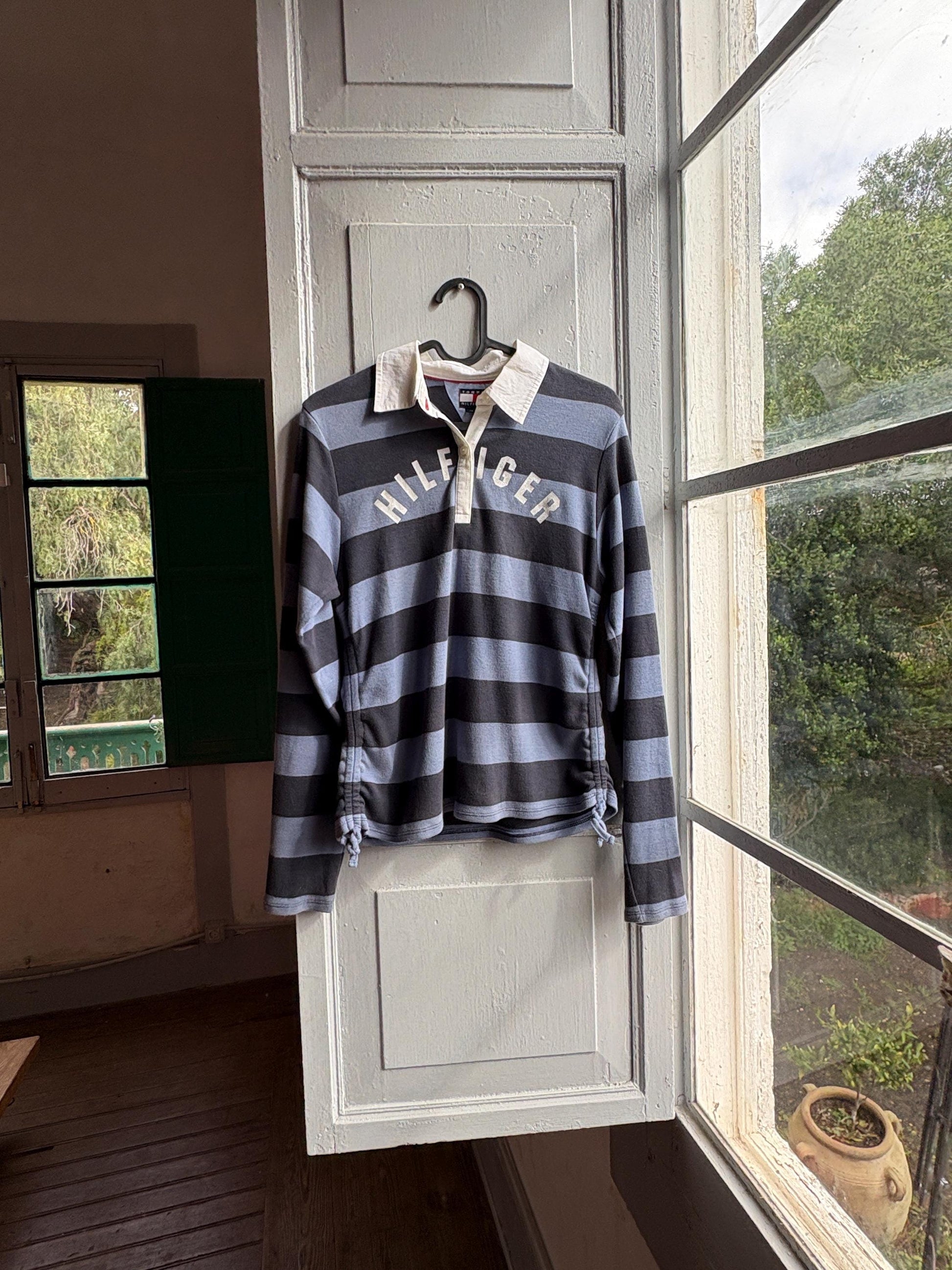 Tommy Hilfiger Girls Rugby Polo Shirt, Striped Glitter Preppy Y2K Cotton Top, Size 164 Teen Fashion