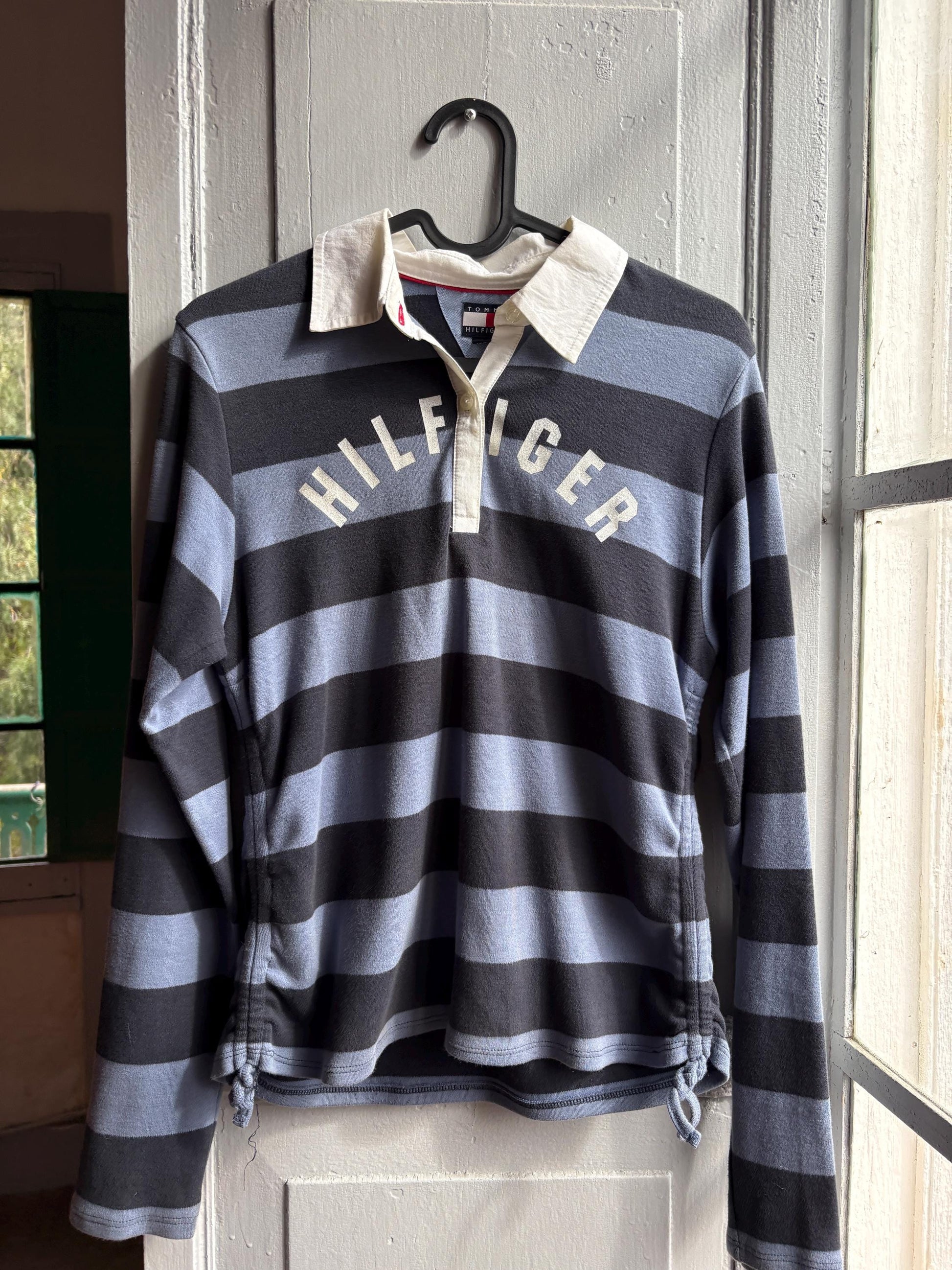 Tommy Hilfiger Girls Rugby Polo Shirt, Striped Glitter Preppy Y2K Cotton Top, Size 164 Teen Fashion
