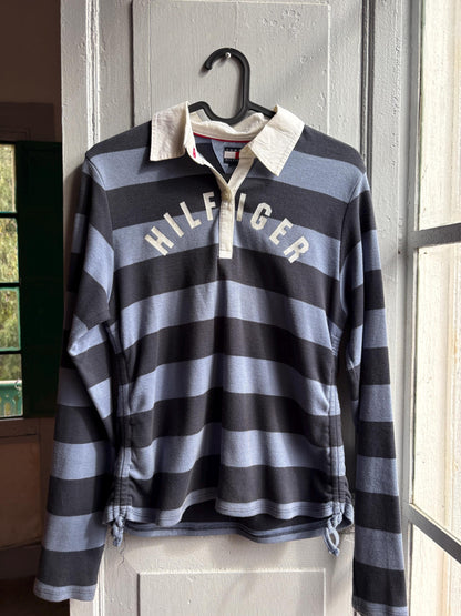Tommy Hilfiger Girls Rugby Polo Shirt, Striped Glitter Preppy Y2K Cotton Top, Size 164 Teen Fashion