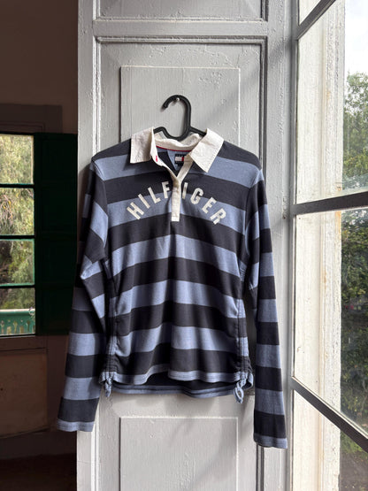 Tommy Hilfiger Girls Rugby Polo Shirt, Striped Glitter Preppy Y2K Cotton Top, Size 164 Teen Fashion