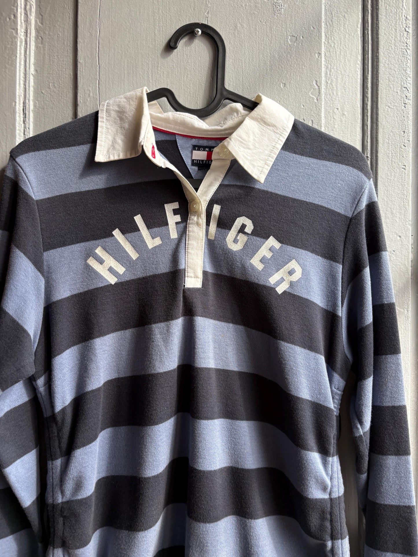 Tommy Hilfiger Girls Rugby Polo Shirt, Striped Glitter Preppy Y2K Cotton Top, Size 164 Teen Fashion