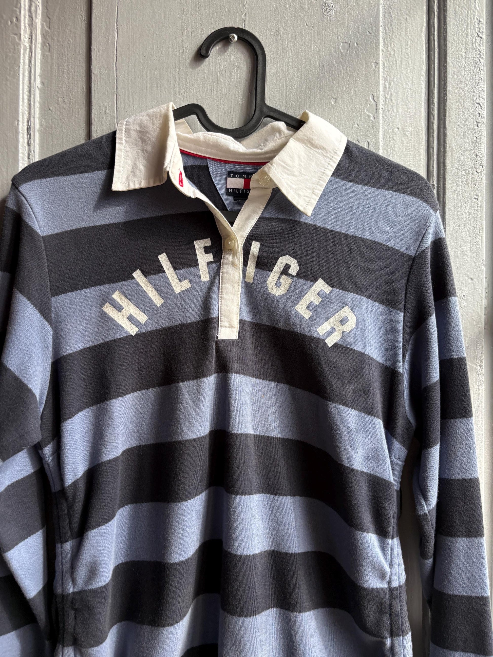 Tommy Hilfiger Girls Rugby Polo Shirt, Striped Glitter Preppy Y2K Cotton Top, Size 164 Teen Fashion