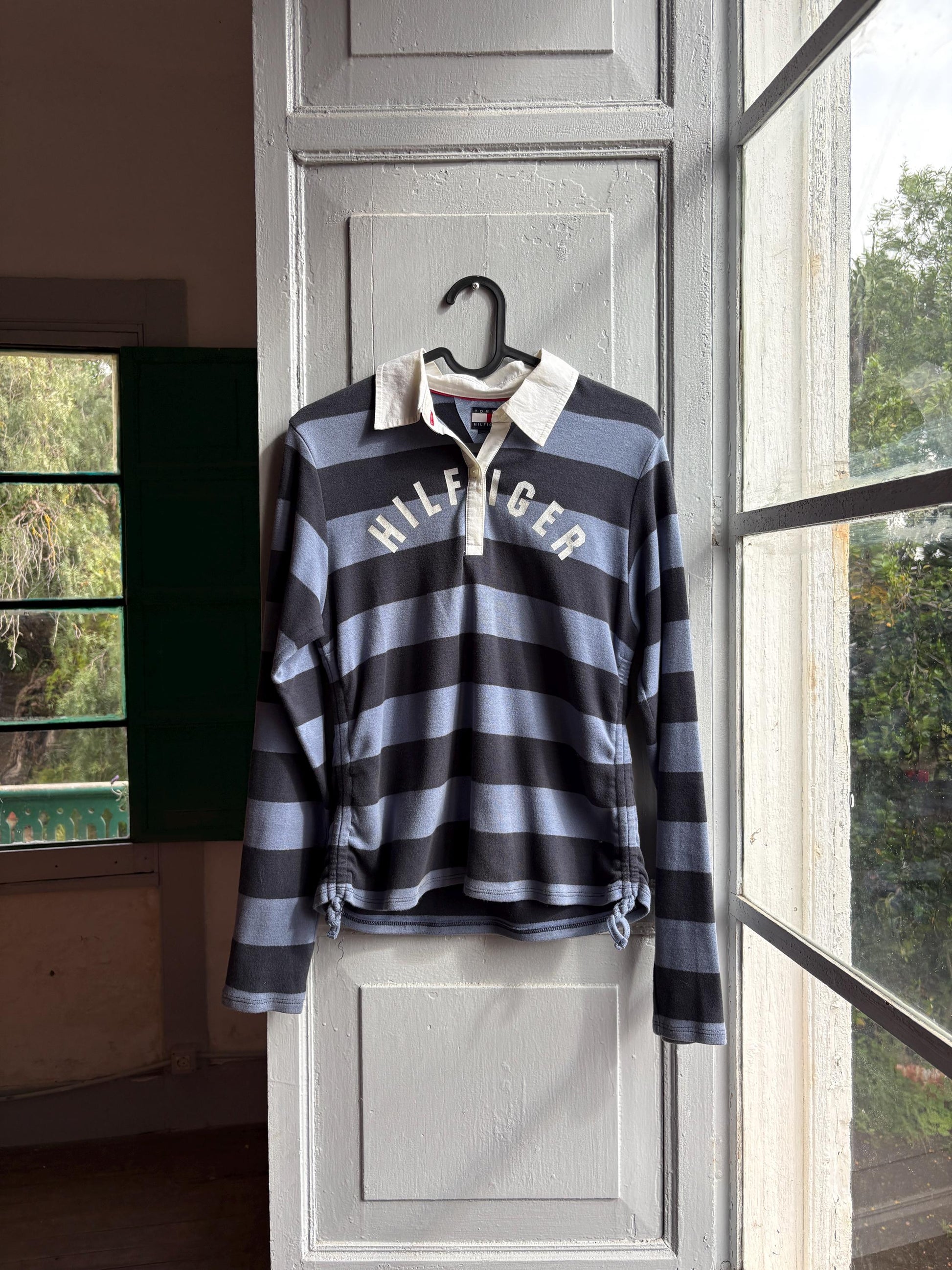 Tommy Hilfiger Girls Rugby Polo Shirt, Striped Glitter Preppy Y2K Cotton Top, Size 164 Teen Fashion