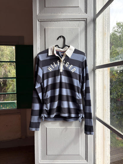 Tommy Hilfiger Girls Rugby Polo Shirt, Striped Glitter Preppy Y2K Cotton Top, Size 164 Teen Fashion