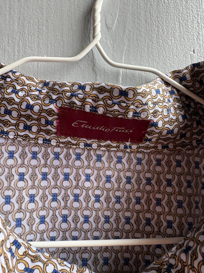 Vintage Emidio Tucci Patterned Polo Shirt — fabric close-up