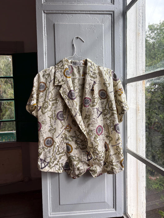 Vintage Nautical Map Blouse