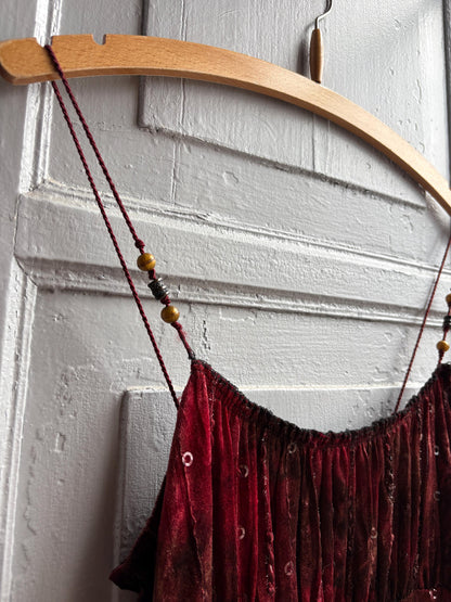 Vintage Red Velvet Sequin Midi Dress — additional view 5