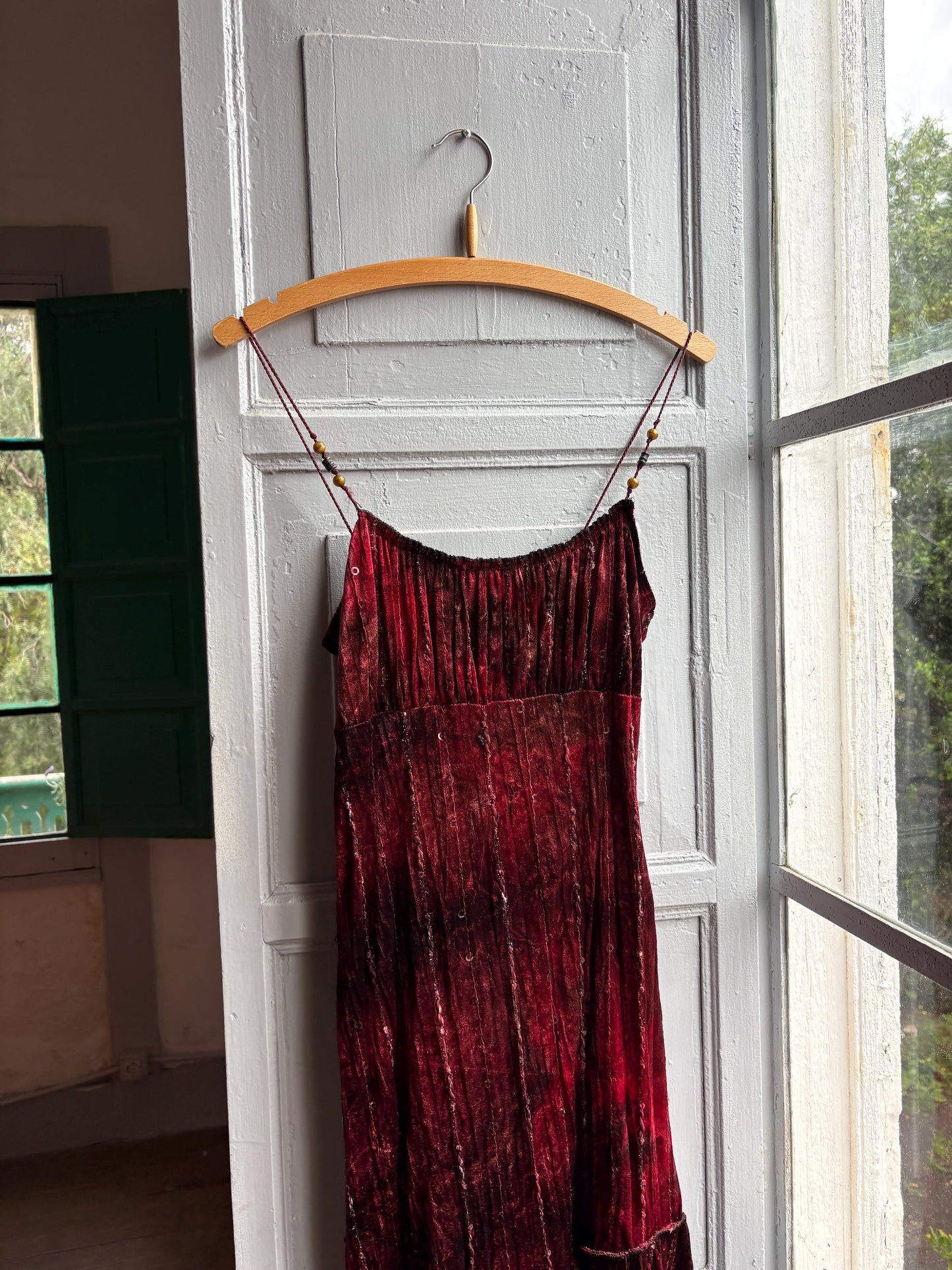 Vintage Red Velvet Sequin Midi Dress — additional view 6