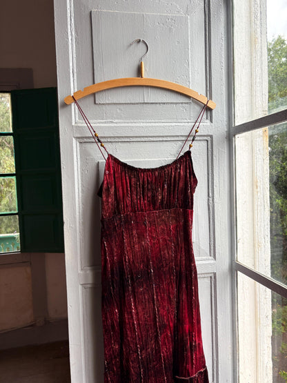 Vintage Red Velvet Sequin Midi Dress — additional view 6