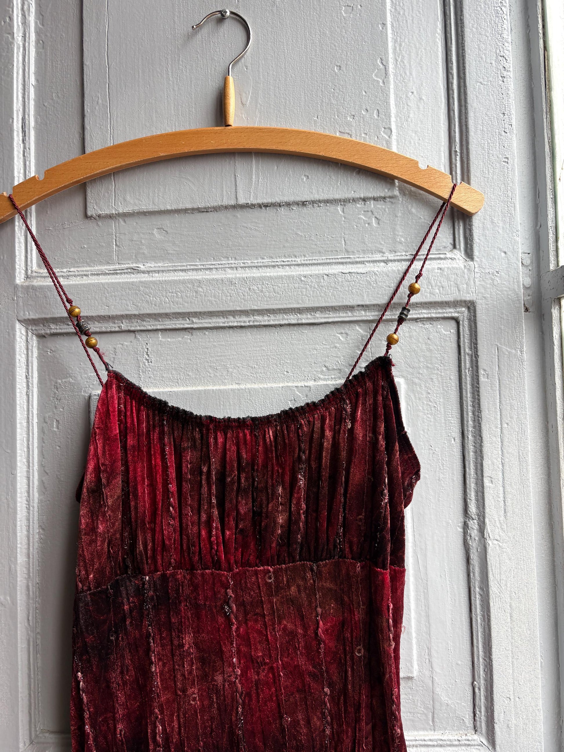 Vintage Red Velvet Sequin Midi Dress — additional view 10