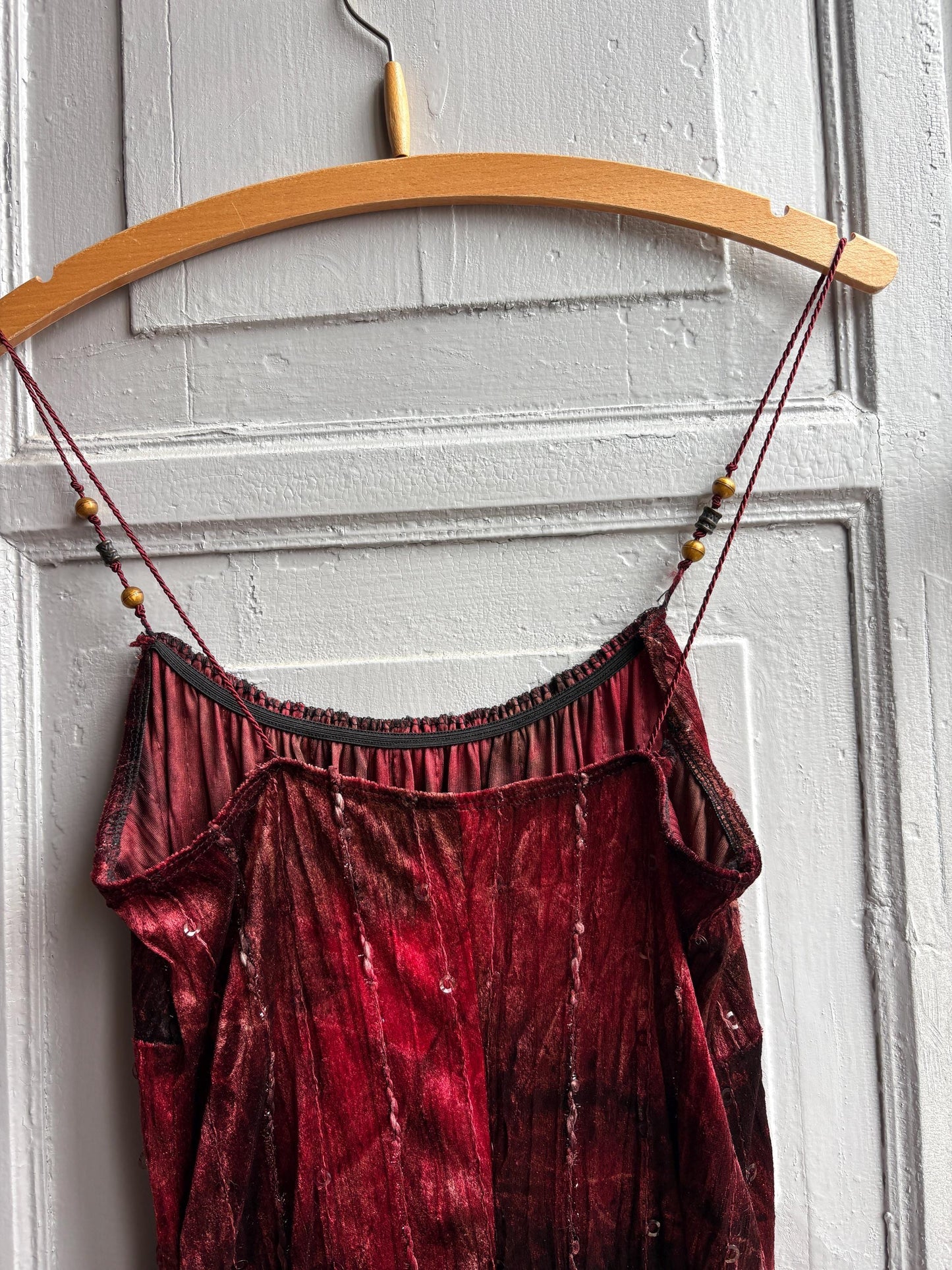 Vintage Red Velvet Sequin Midi Dress — additional view 9