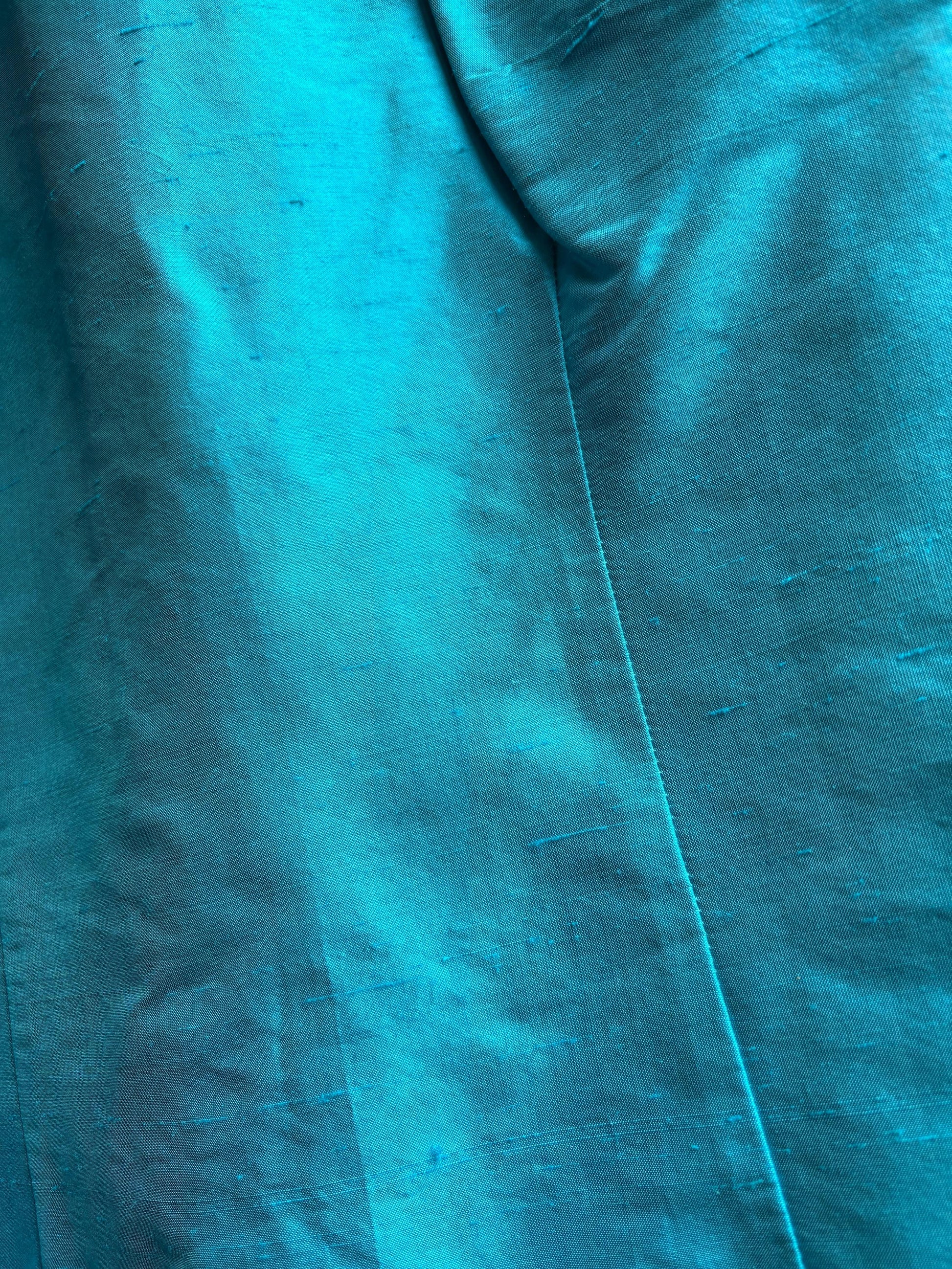 Vintage Turquoise Satin Open Back Blouse — additional view 14