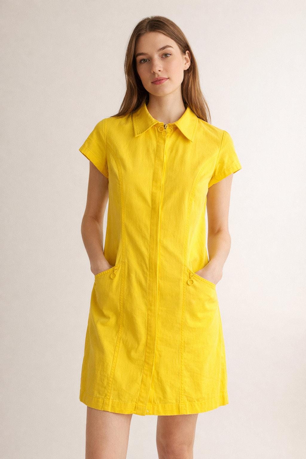Vintage 70s Yellow A-Line Dress