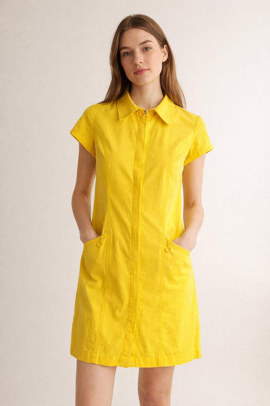 Vintage 70s Yellow A-Line Dress