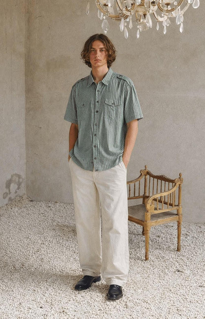 Green Check Cotton Summer Shirt for Men