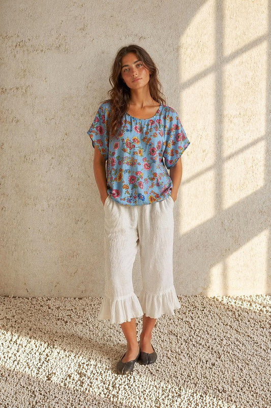 Light Blue Floral Silk Camisole