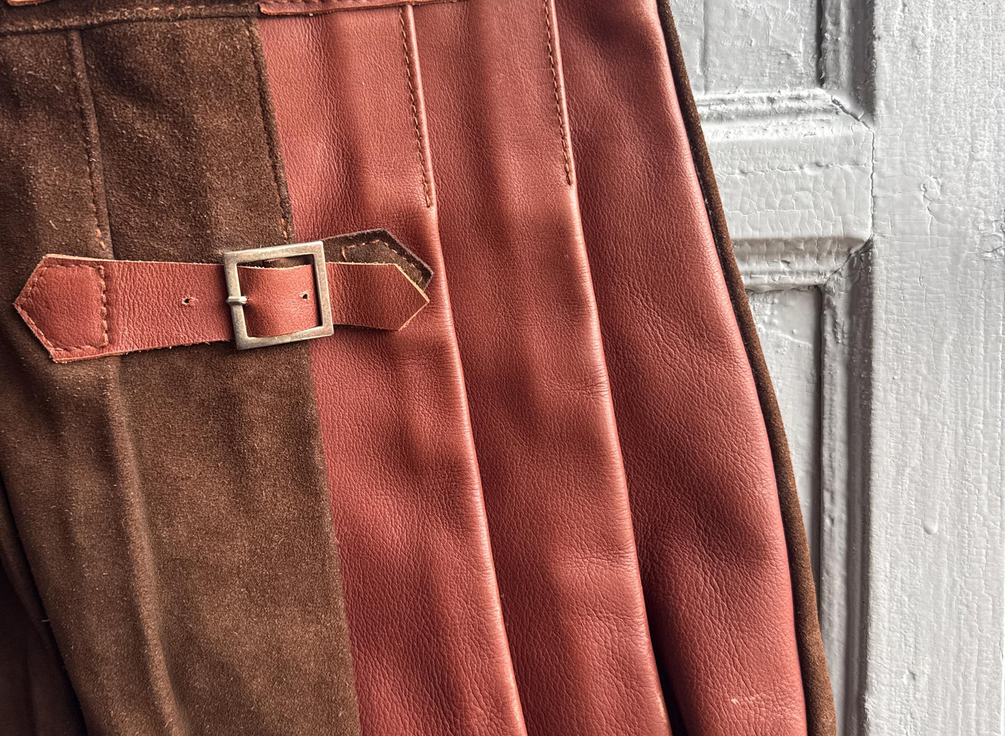 Brown Suede Pleated Crossbody Bag — additional view 7