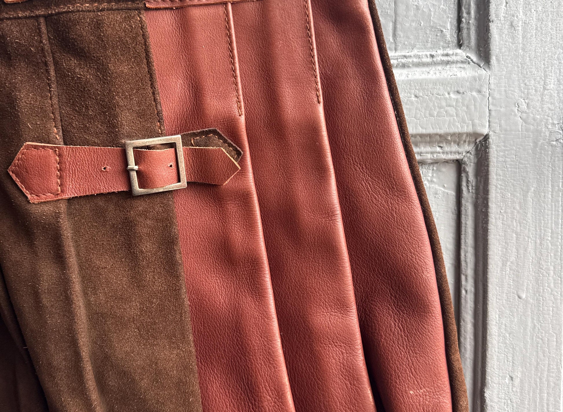Brown Suede Pleated Crossbody Bag — additional view 7