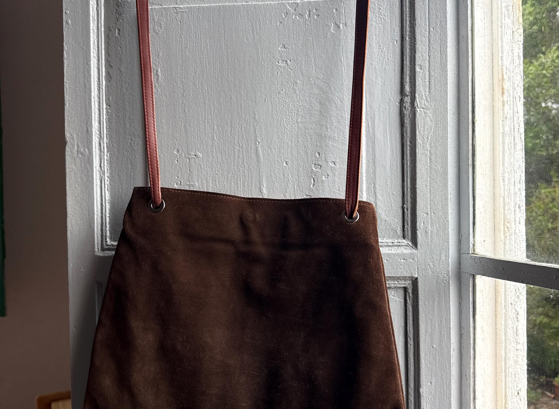 Brown Suede Pleated Crossbody Bag — additional view 8