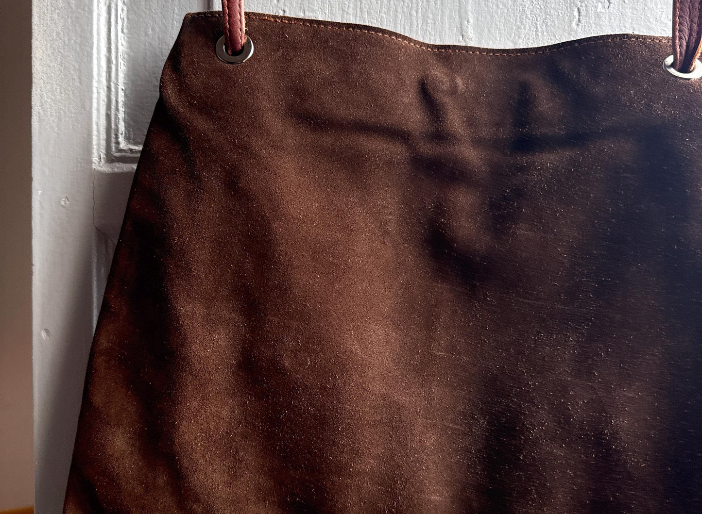 Brown Suede Pleated Crossbody Bag — additional view 9