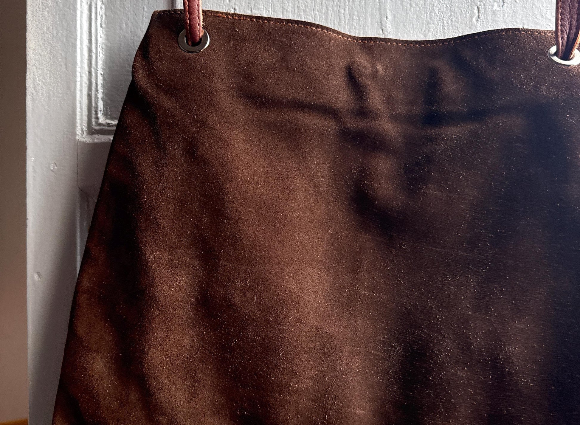 Brown Suede Pleated Crossbody Bag — additional view 9
