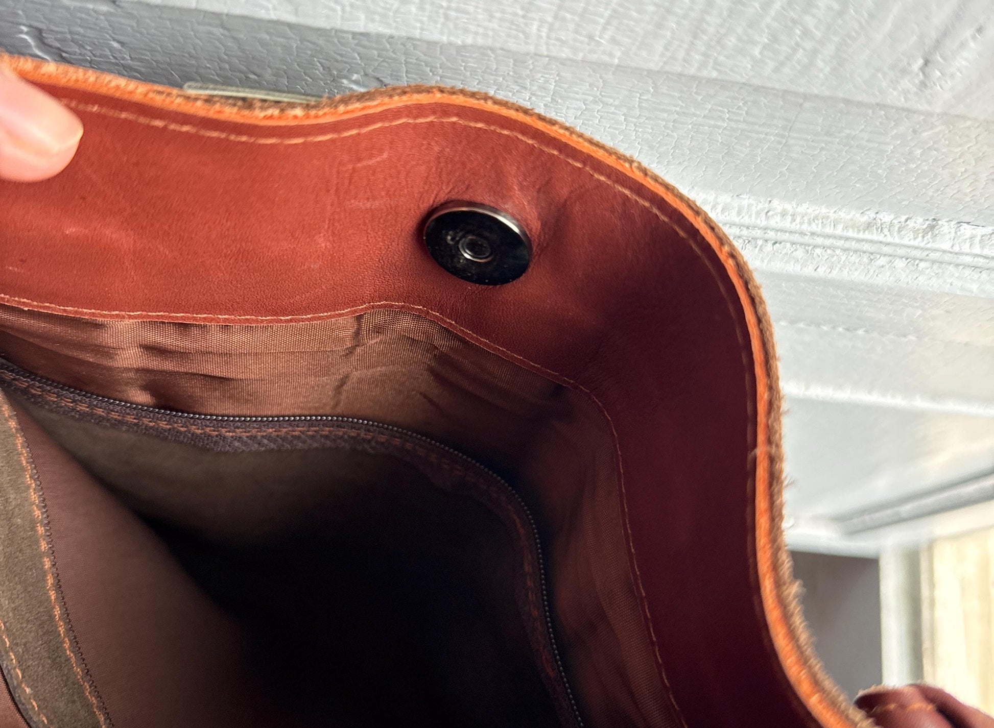 Brown Suede Pleated Crossbody Bag — additional view 11