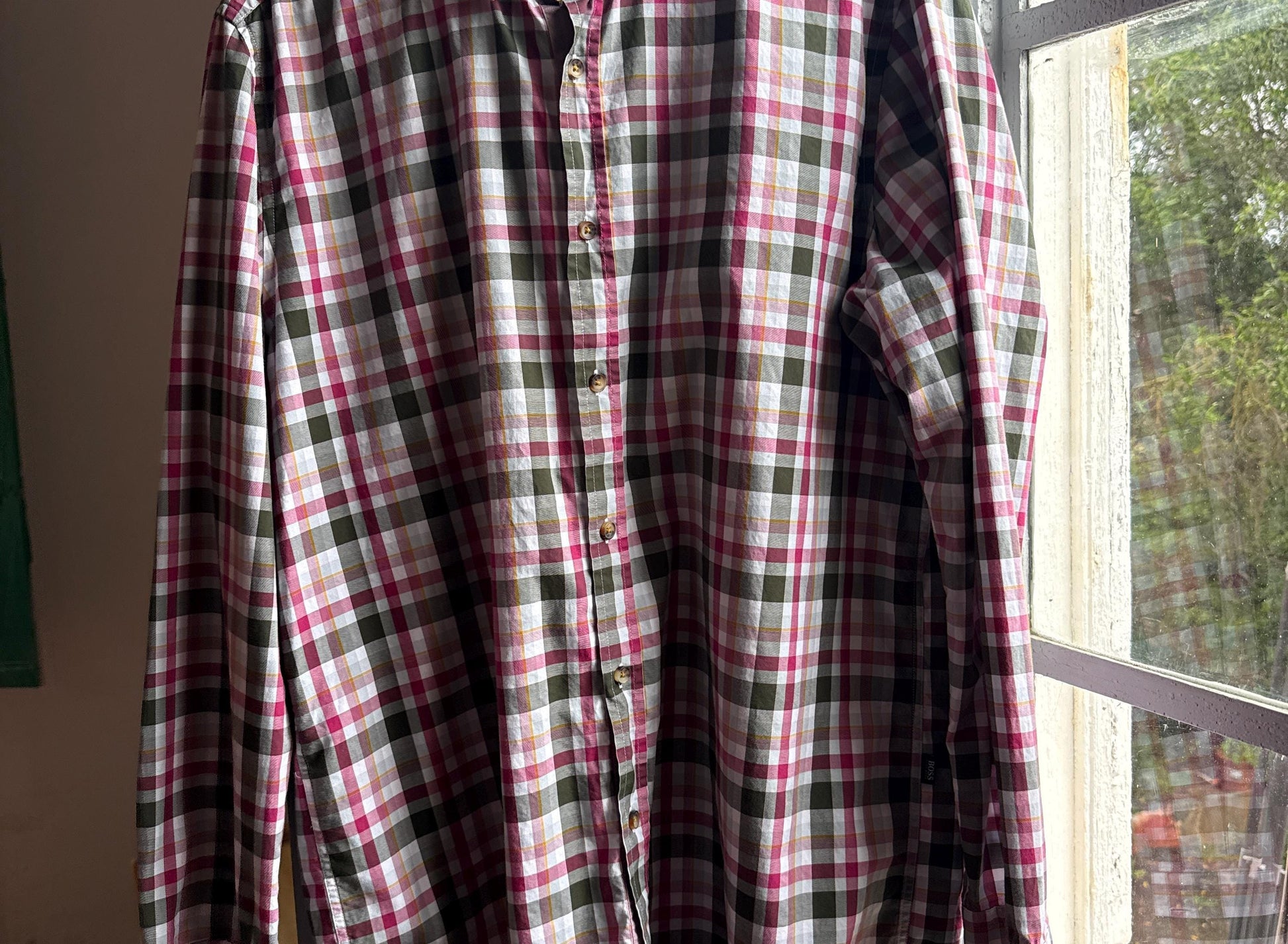 Hugo Boss Plaid Cotton Button-Up Shirt — additional view 7