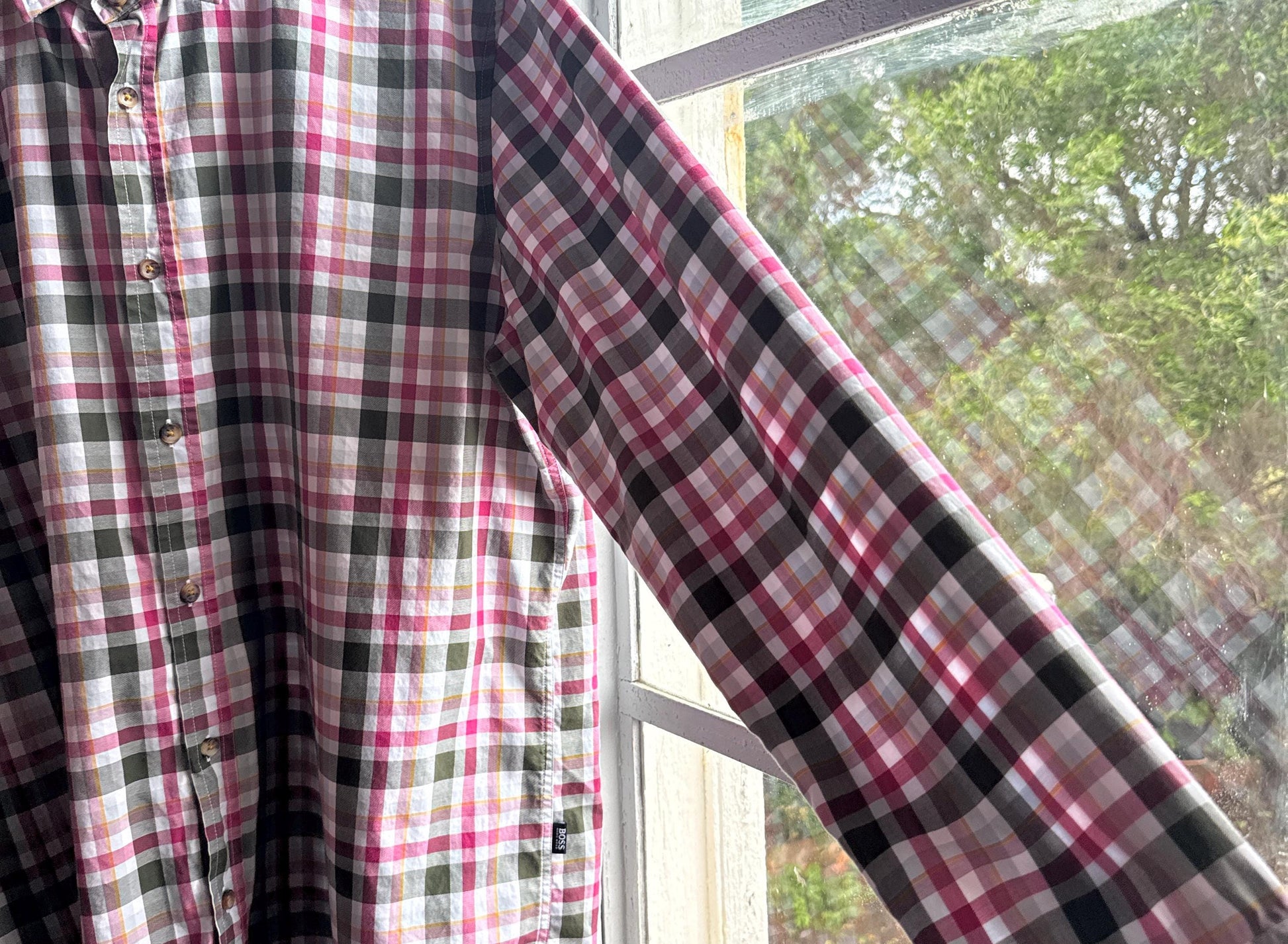 Hugo Boss Plaid Cotton Button-Up Shirt — additional view 8