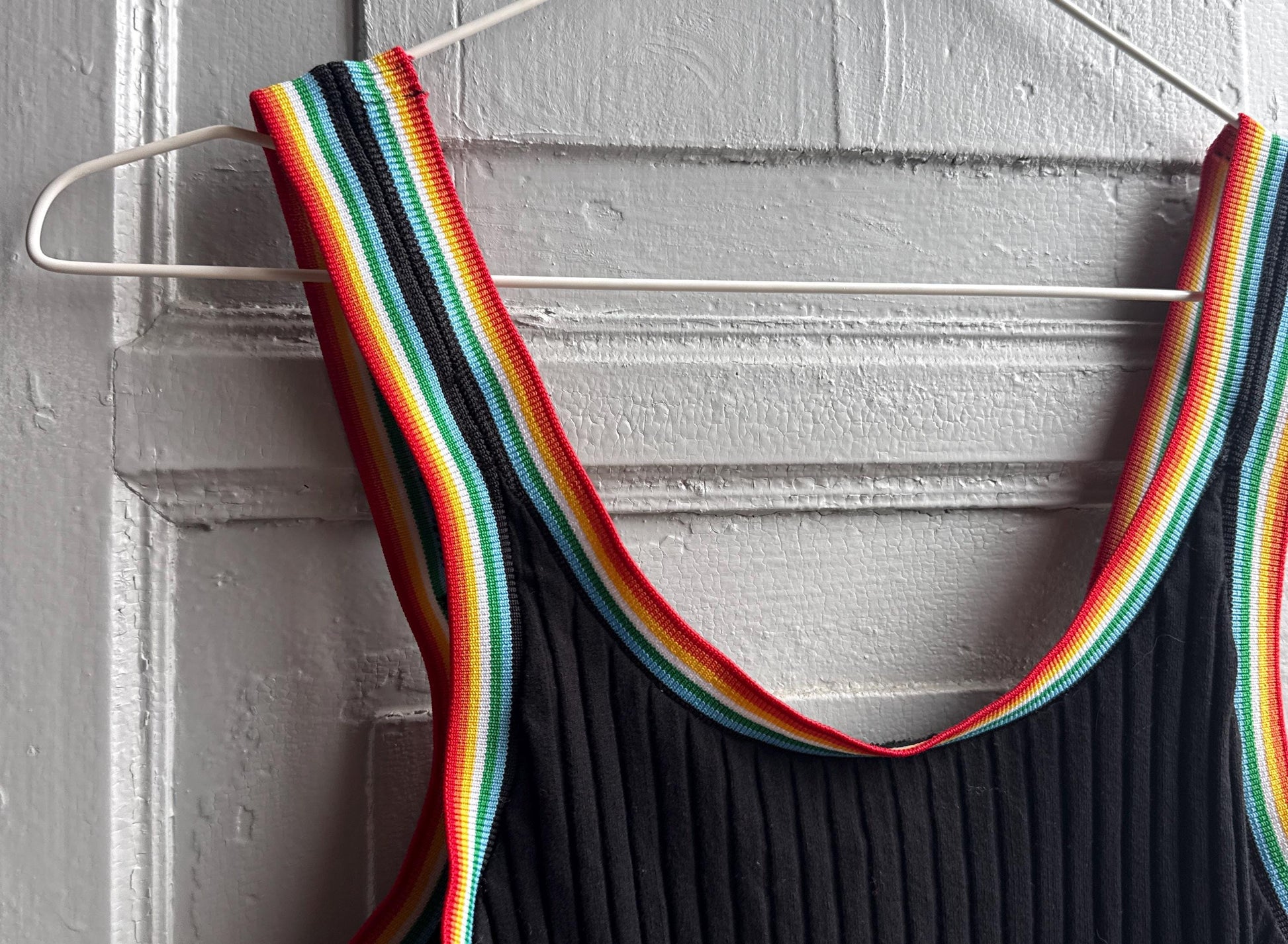 Vintage Rainbow Pop Bodysuit — fabric close-up