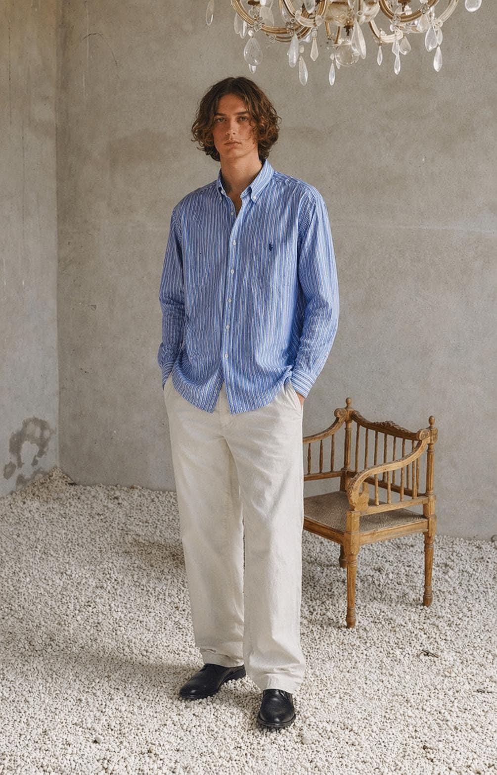 Vintage Striped Cotton Polo Shirt