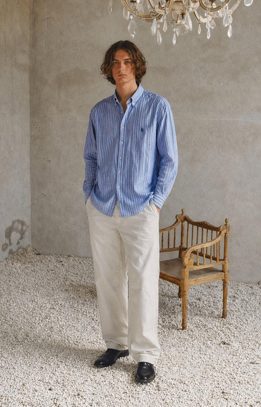 Vintage Striped Cotton Polo Shirt