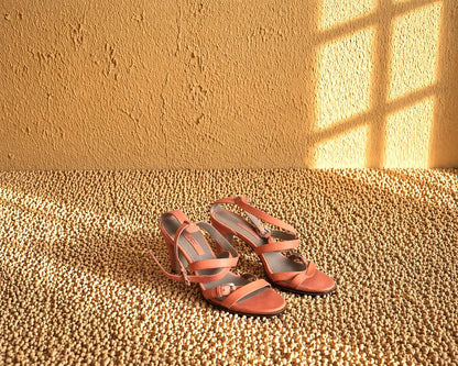 Vintage Pink Strappy ECCO Heels