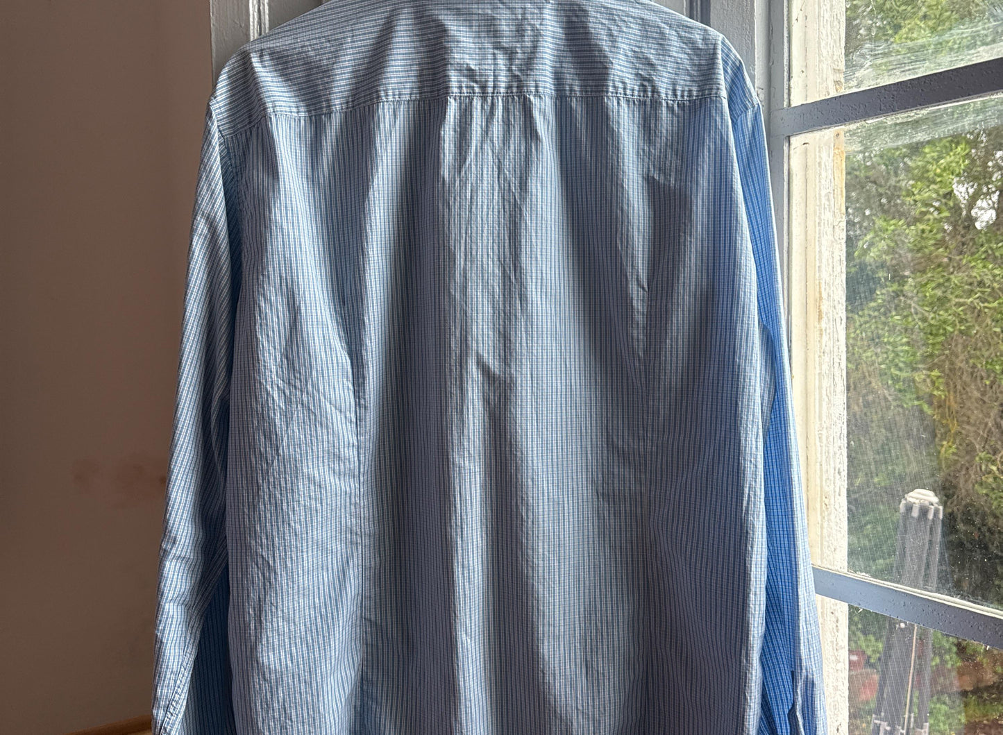 Hugo Boss light blue striped cotton shirt, Men formal office wear, size XL