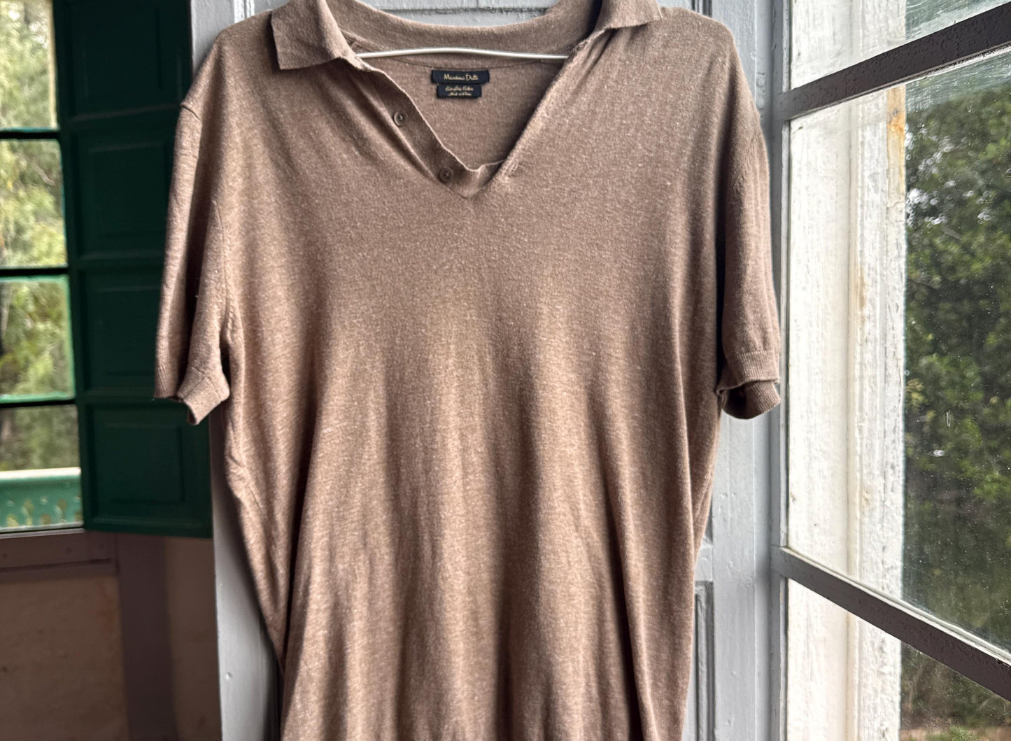 Luxury Massimo Dutti extra fine cotton tan polo shirt,  size M