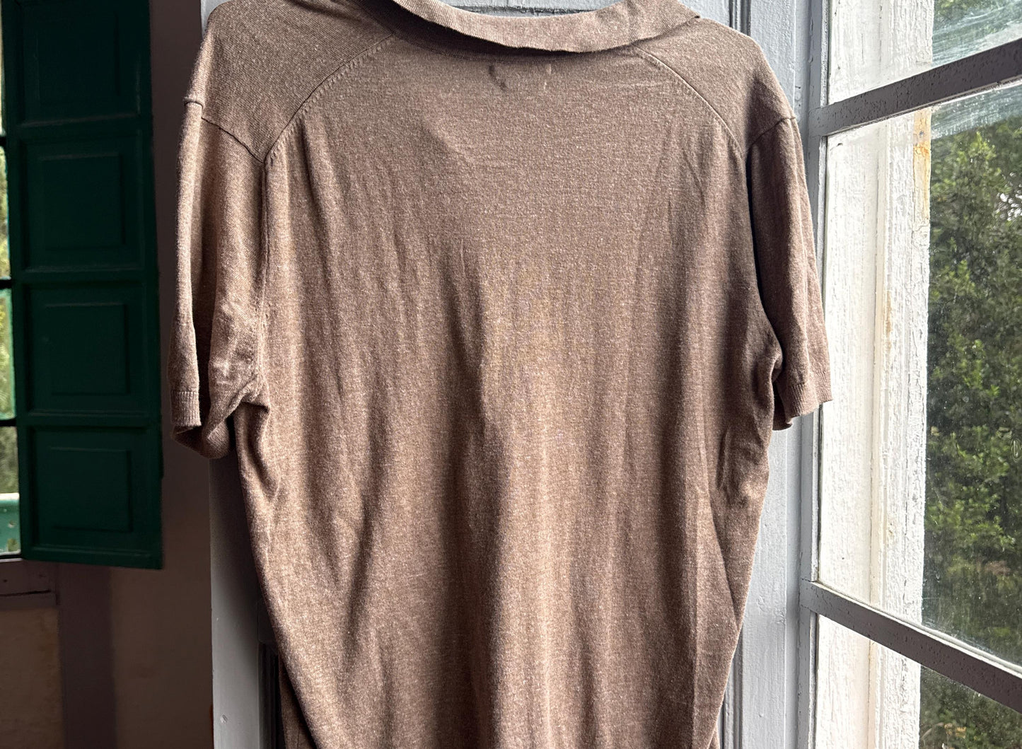 Luxury Massimo Dutti extra fine cotton tan polo shirt,  size M