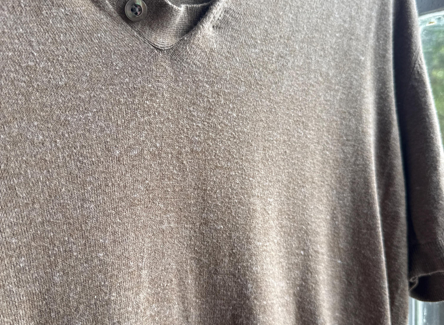 Luxury Massimo Dutti extra fine cotton tan polo shirt,  size M