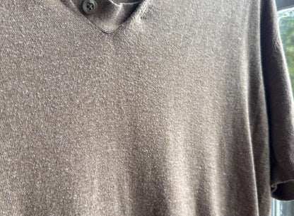 Luxury Massimo Dutti extra fine cotton tan polo shirt,  size M