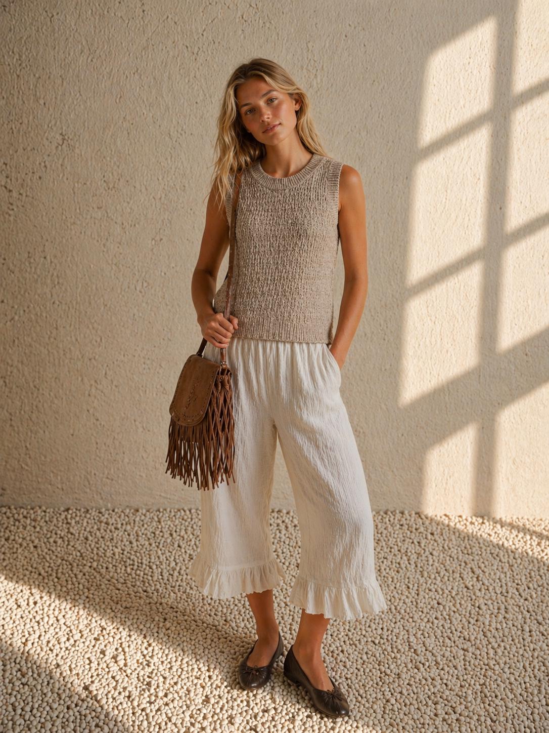 Light Grey Glitter Knit Camisole