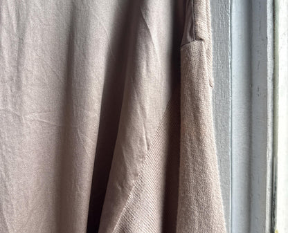 Taupe Silk Shirt for Elegant Office Wear — fabric close-up