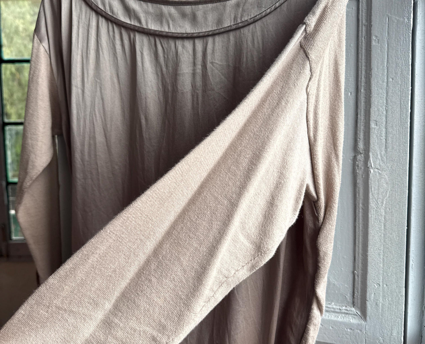 Taupe Silk Shirt for Elegant Office Wear — additional view 6