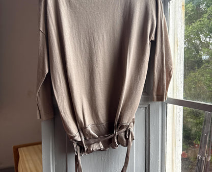 Taupe Silk Shirt for Elegant Office Wear — additional view 7