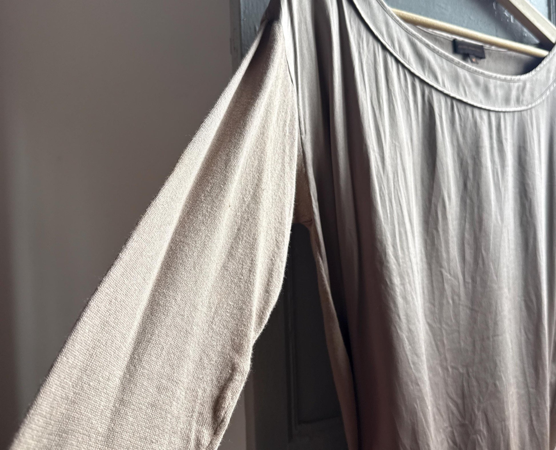 Taupe Silk Shirt - Elegant Office Wear — additional view 5