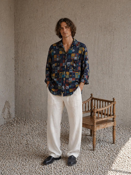 Colorful 80s Retro Button Down Shirt
