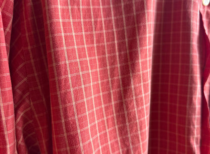 Vintage Massimo Dutti Sport Shirt, Men Orange Plaid Button Down, Cotton preppy vintage wear, 44