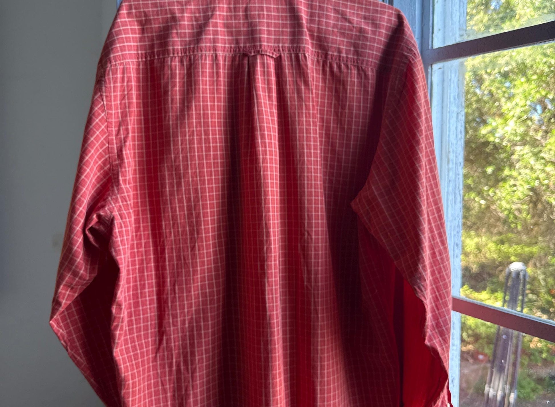 Vintage Massimo Dutti Sport Shirt, Men Orange Plaid Button Down, Cotton preppy vintage wear, 44