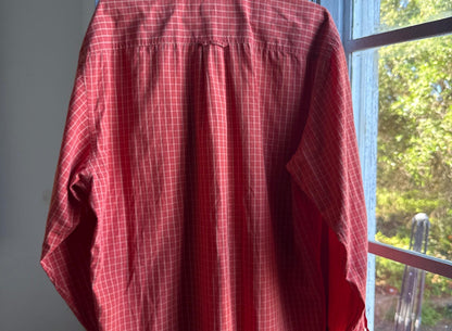 Vintage Massimo Dutti Sport Shirt, Men Orange Plaid Button Down, Cotton preppy vintage wear, 44